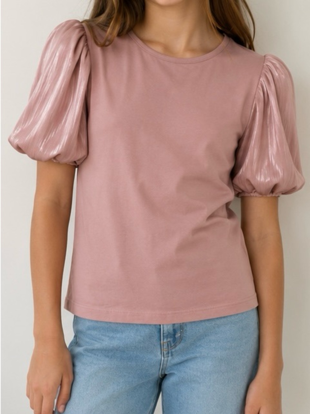 Zara Mauve Puff Sleeve Tee